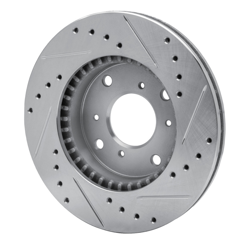 Acura CL Brake Rotor (1) - Front Left - R1 Concepts - Drilled & Slotted - Silver - `98-`02